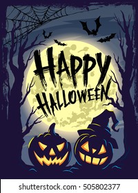 Happy Halloween with symbols pumpkin vector illustration