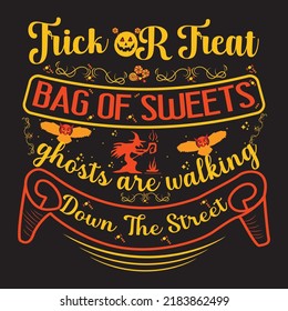 Happy Halloween t shirt design with Halloween elements or Hand drawn Halloween typography design
