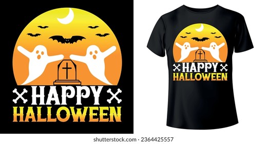 Happy Halloween T- shirt Design. Halloween t-shirt design template. Beautiful and eye catching halloween vector