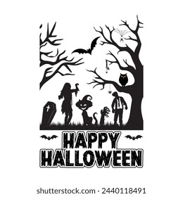 Happy Halloween t shirt design vector. Typography, quote, Halloween t shirt design. Halloween t shirt design for Halloween day.