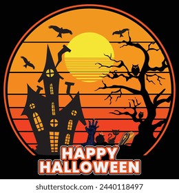 Happy Halloween t shirt design vector. Typography, quote, Halloween t shirt design. Halloween t shirt design for Halloween day.