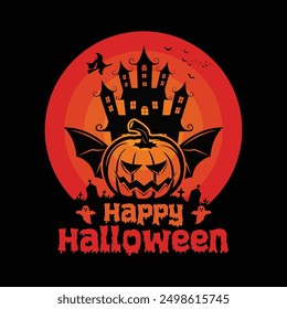 Happy Halloween t shirt design vector print ready template
