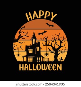 Happy Halloween T shirt Design Haunted House Spooky Vibes Horror