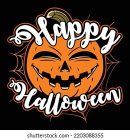 Happy Halloween T Shirt, Spider Net Shirt, Halloween Pumpkin Shirt, Funny Pumpkin Face Shirt Print Template
