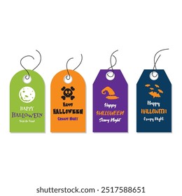 Happy Halloween Tag Set Vector Design.