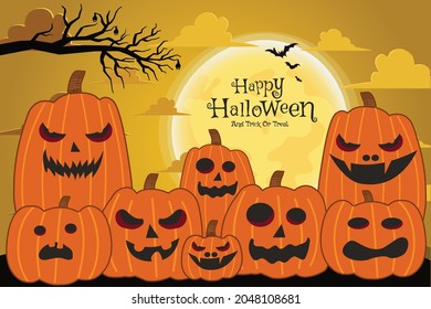 happy halloween template background with pumpkin