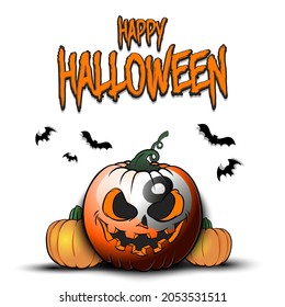 Happy Halloween. Template billiard design. Billiard balls in the form of a pumpkins on an isolated background. Pattern for banner, poster, greeting card, flyer, party invitation. Vector illustration
