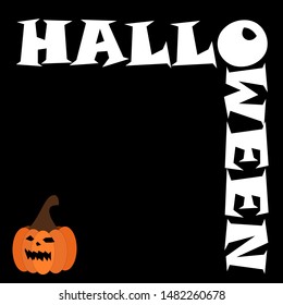 Happy halloween template black background. Happy halloween greeting card with pumpkin. Holidays cartoon character vector.