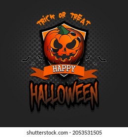 Happy Halloween. Template bowling design. Logo bowlitg ball in the form of a pumpkin on an isolated background. Pattern for banner, poster, greeting card, invitation. Vector illustration