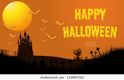 Happy Halloween template design. Vector illustration