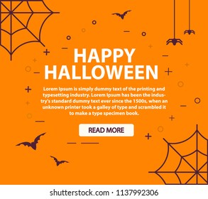 Happy Halloween .Template of a festive poster.Web and spider,bat.Banner flat vector.Design element for websites.