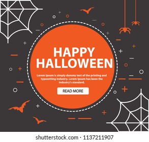 
Happy Halloween .Template of a festive poster.Greeting card.Holiday symbol.Web and spider,bat.Banner flat vector.