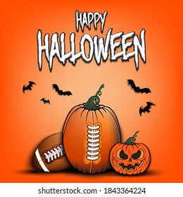 Happy Halloween. Template football design. Football balls in the form of a pumpkins on an isolated background. Pattern for banner, poster, greeting card, flyer, party invitation. Vector illustration