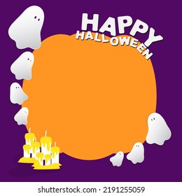 Happy halloween template with ghosts and candles .Vector illustration .paper cut