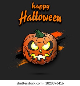 Happy Halloween. Template volleyball design. Volleyball ball in the form of a pumpkin on an isolated background. Pattern for banner, poster, greeting card, flyer, party invitation. Vector illustration
