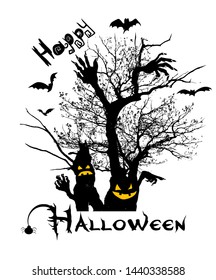 Happy Halloween. A Terrible tree. Vector