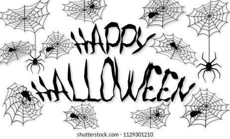 Happy Halloween text banner or background. Hand written Happy Halloween. Vector illustration.