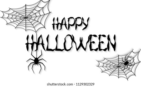 Happy Halloween text banner or background. Hand written Happy Halloween. Vector illustration.