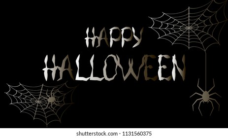 Happy Halloween text banner or background. Hand written Happy Halloween. Vector illustration.