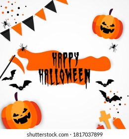 Happy Halloween Text Banner, Halloween Background design elements, Vector Illustration. 