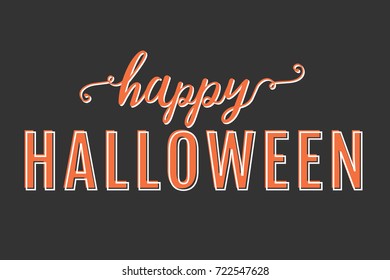 Happy Halloween Text Banner, Halloween Background, Halloween Banner, October Holiday, Autumn Background, Creepy Text, Vector Illustration Background