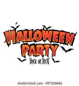 Happy Halloween Text Banner with bat silhouette, Vector elements for your poster, invitation and greeting card