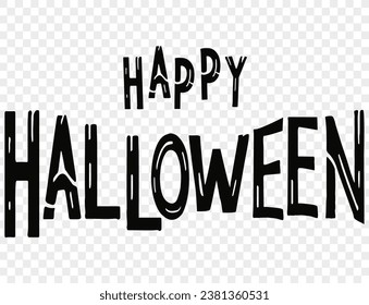 Happy Halloween text banner with bats flying on png or transparent background vector illustration.