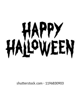 HAPPY HALLOWEEN TEXT BANNER BLACK WHITE BACKGROUND