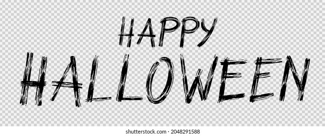 Happy halloween text banner with brush style isolated on png or transparent background, blank space for text,element template for poster,brochures, online advertising,vector illustration 