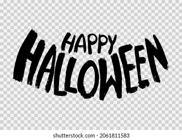 Happy halloween text banner with brush style isolated on png or transparent background, blank space for text,element template for poster,brochures, online advertising,vector illustration 