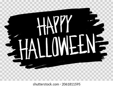 Happy halloween text banner with brush style isolated on png or transparent background, blank space for text,element template for poster,brochures, online advertising,vector illustration 