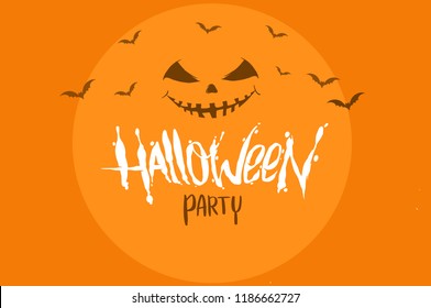 Happy Halloween Text Banner, Halloween calligraphy with bats for banner, poster, greeting card, party invitation. Isolated illustration.