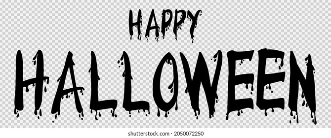 Happy halloween text banner with  candle drippings style isolated on png or transparent background, blank space for text,element template for poster,brochures, online advertising,vector illustration 