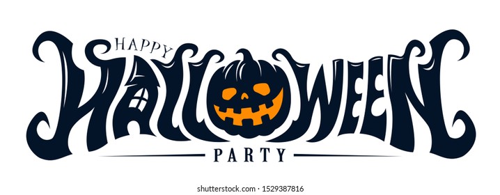 Happy Halloween Text Banner design, Vector