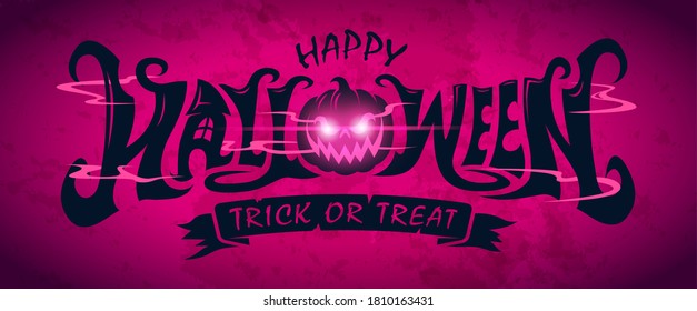 Happy Halloween Text Banner design, Vector