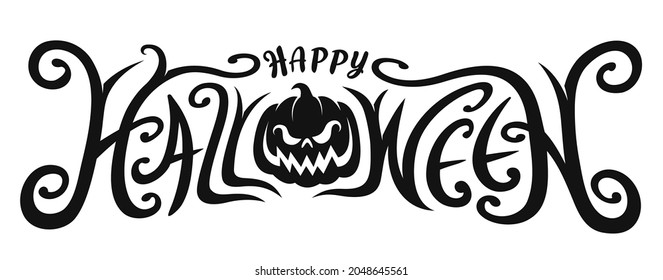 Happy Halloween Text Banner design, Vector