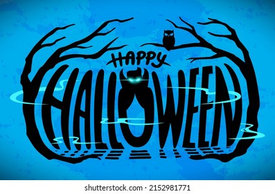 Happy Halloween Text Banner design, Vector