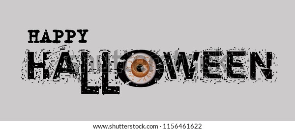 Happy Halloween Text Banner Eye Vector Backgrounds Textures
