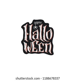 Happy Halloween Text Banner, hand lettering abstract gothic style quote. Stylized unique design, fun and bright. white grey lettering on dark background