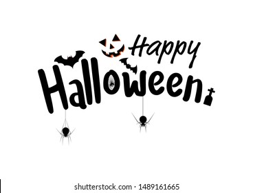 Happy Halloween text banner, Holiday calligraphy poster, greeting card, party invitation, Vector illustration.
