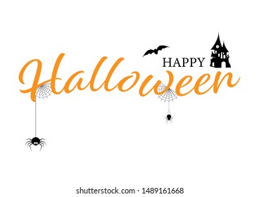 Happy Halloween text banner, Holiday calligraphy poster, greeting card, party invitation, Vector illustration.