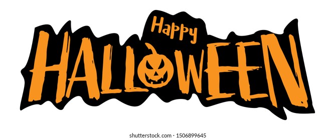 Happy Halloween text banner, Holiday calligraphy poster, greeting card, party invitation, Vector illustration.