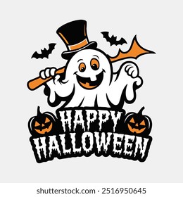 Happy Halloween text, Happy Halloween banner, Happy Halloween image design eps