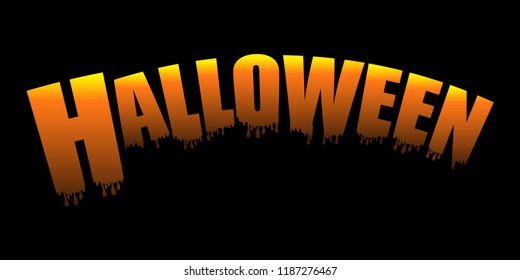 Happy Halloween text banner isolated on black background. Vector illustration.