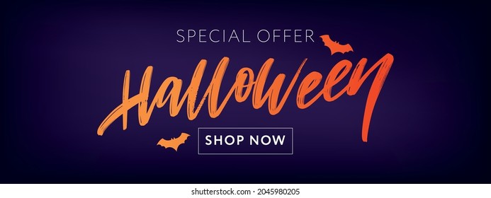 Happy Halloween Text Banner Lettering Holiday Special offer Shop Now