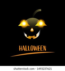Happy Halloween text banner with pumpkin, Holiday calligraphy poster, greeting card, party invitation, Vector illustration.