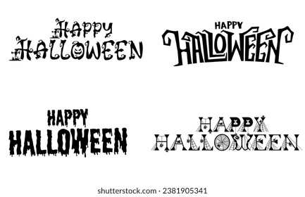 Happy Halloween Text Banner Sets, Vector