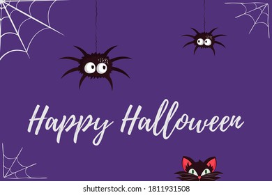 Happy Halloween text. Banner, template, postcard, invitation. Vector flat illustration.