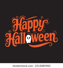 Happy Halloween text, Happy Halloween banner, Happy Halloween t-shirt design eps