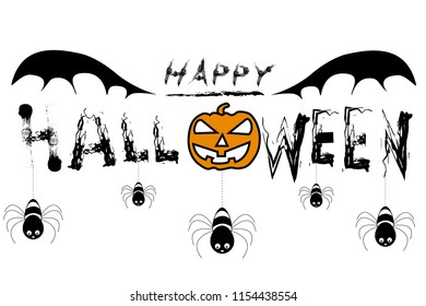 Happy Halloween Text Banner, Vector